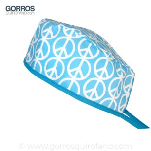 Gorros Quirofano Simbolo Paz Azul - 793