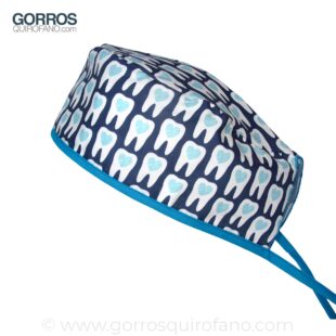 Gorros Dentistas Muelas Corazon Tiras Azules - 802