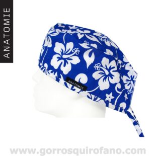 Gorros Quirofano Hombre ANATOMIE Flores Hawaianas Azul y Blanco ANA054