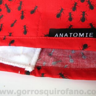 Gorros de quirófano con cinta sudor rojos ANATOMIE con hormigas - ANA052