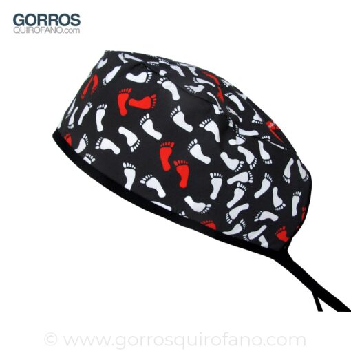 Gorros Quirofano Negros Pies Rojos - 899