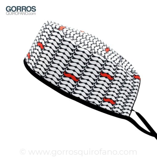 Gorros Quirófano Negros Bigotes Rojos y Blancos - 933