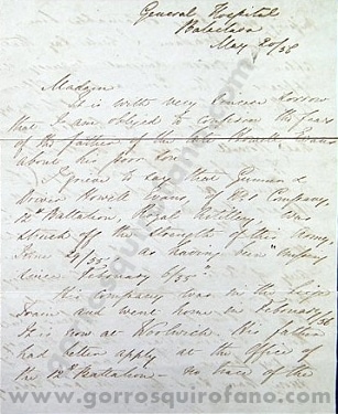 Carta Florence Nightingale 1856 difunto Howell Evans