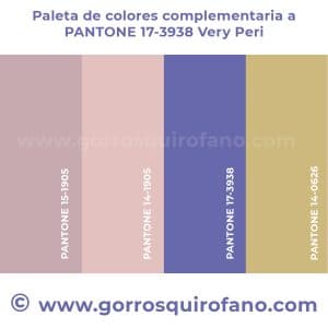 Paleta de colores complementaria a Very Peri PANTONE 17-3938